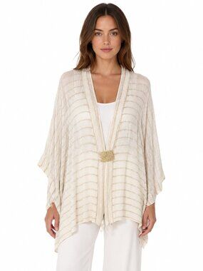 IC by Connie K Linen Blend Cardigan 2X Tan Open Front Coastal Minimalist